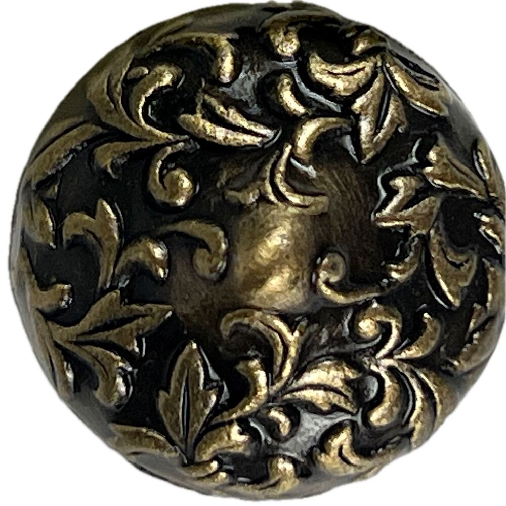 Vtg Ornate Cabinet Knob Drawer Pull Round 1" Victorian Intricate Floral Design